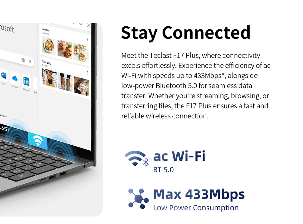 Teclast F17 Plus Laptop 17.3 inch Intel N95 Computer 16GB RAM 512GB SSD Windows 11 Pro 180° Flip Laptops mini-HDMI USB3.2 Type-C
