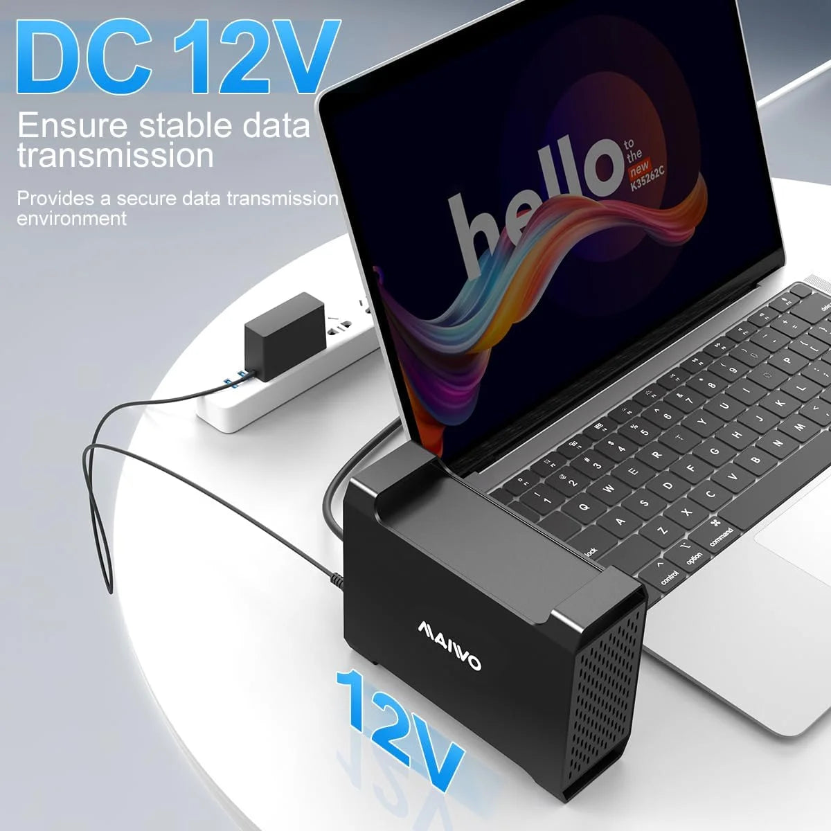 MAIWO 3.5" Dual Bay SATA HDD Hard Drive Enclosure with Cooling Fan for 4 Raid Modes USB 3.0 5Gbps 48TB Capacity Aluminum Alloy