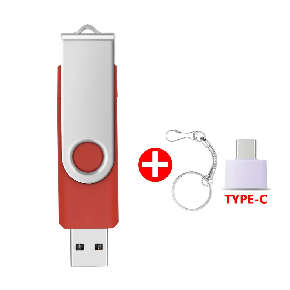 Metal Waterproof Pen Drive 2 In 1 OTG 2.0 Pendrive 64GB High Quality Type C Usb Flash Drive 4GB 8GB 16GB 32GB Usb Stick
