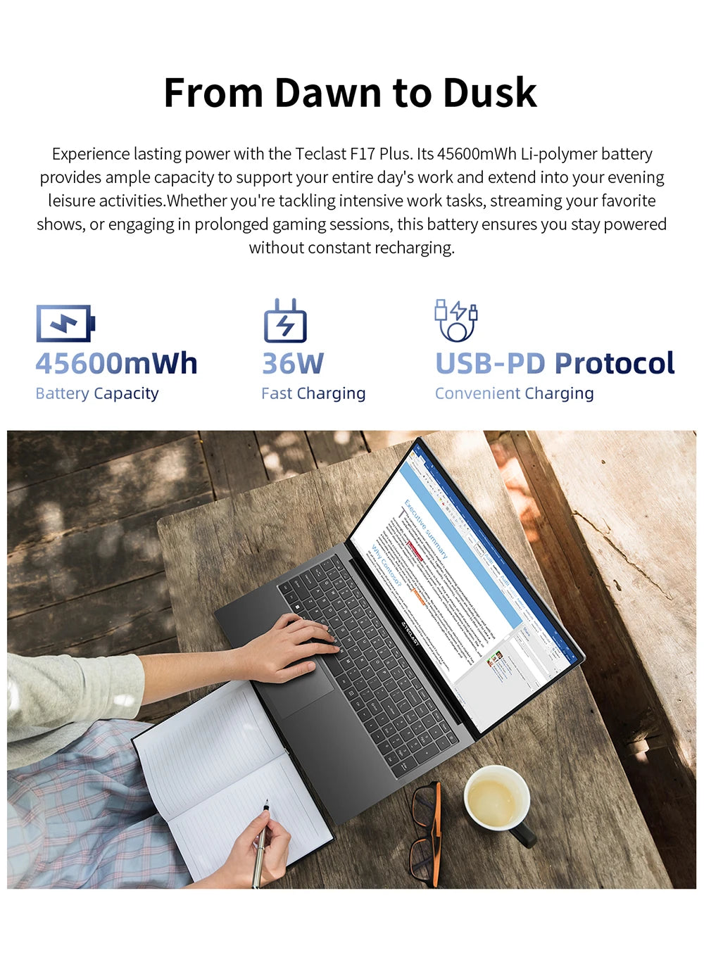 TeclastF17PlusLaptop 17.316GBRAM512GB SSDIntel N95 Windows11ProNotebook180°FlipLaptopsComputerBacklitKeyboardminiHDMIUSB3.2x3
