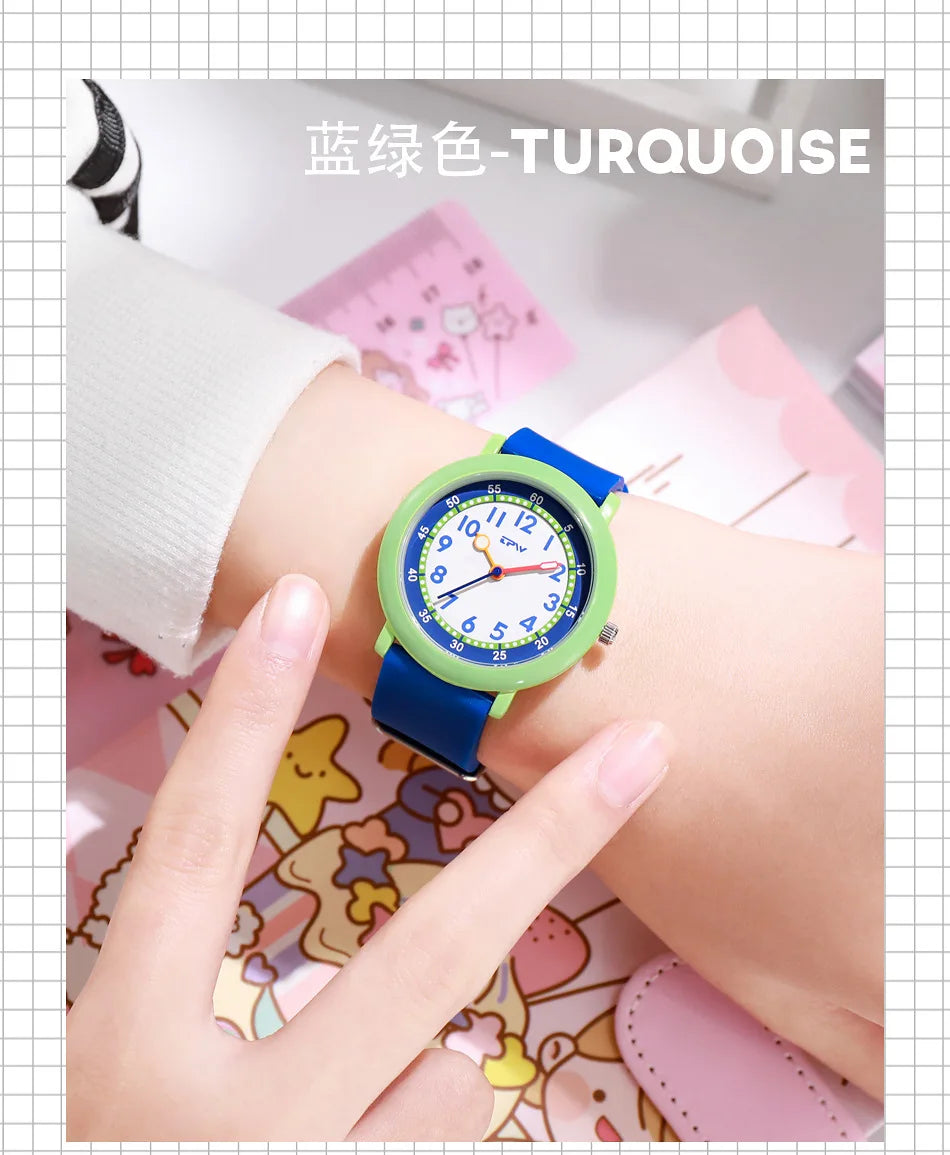 Colored Dial Children's Watch Leisure Glow Student Quartz Sports Outdoor Waterproof Exam Boy and Girl Watch Gift