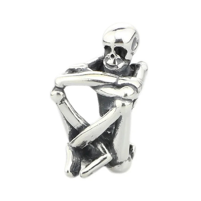 Real 925 Sterling Silver Beads Butterfly Skull Owl Conch Fish Charm Spacer Fit European Troll 3.0mm Bracelet Jewelry Original