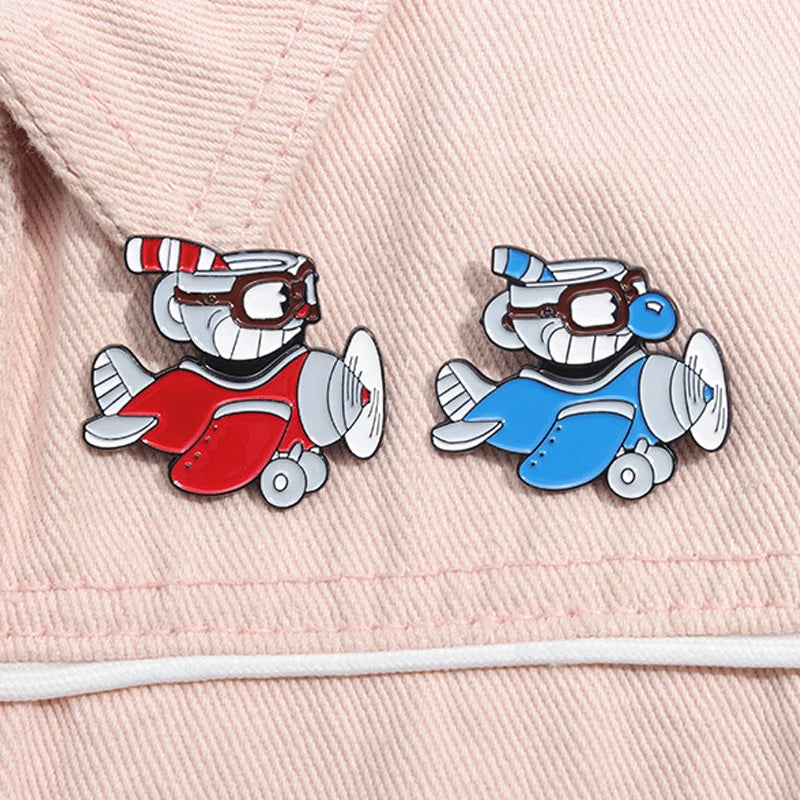 Shooting Game Cup Enamel Pins Creative Cuphead  Fighting Comic Character Lapel Badges Backpack Jewelry Gifts For Friends