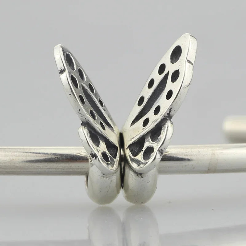 Real 925 Sterling Silver Beads Butterfly Skull Owl Conch Fish Charm Spacer Fit European Troll 3.0mm Bracelet Jewelry Original