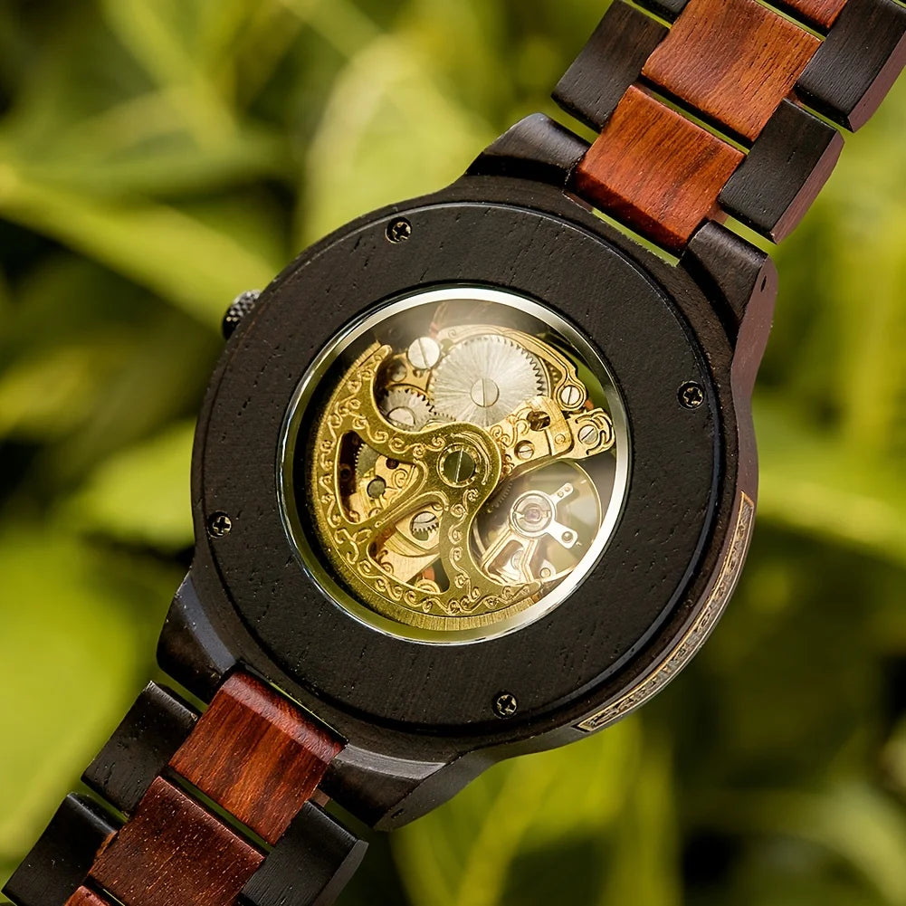 BOBO BIRD Hollow Sandalwood Men's Automatic Mechanical Watch Self-wind Wristwatch With Wood Box Dropshipping Personalized