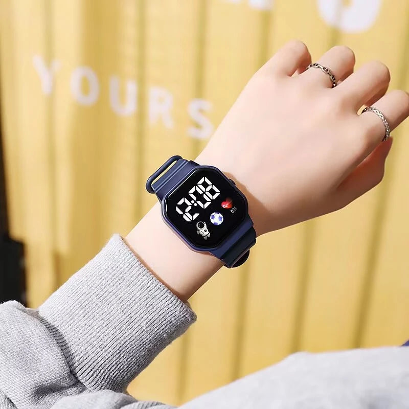 Simple Smart LED Watch Children Digital Wristwatch Kids Silicone Strap Sport Fitness Electronic Watches Heart Rate Clock Watch