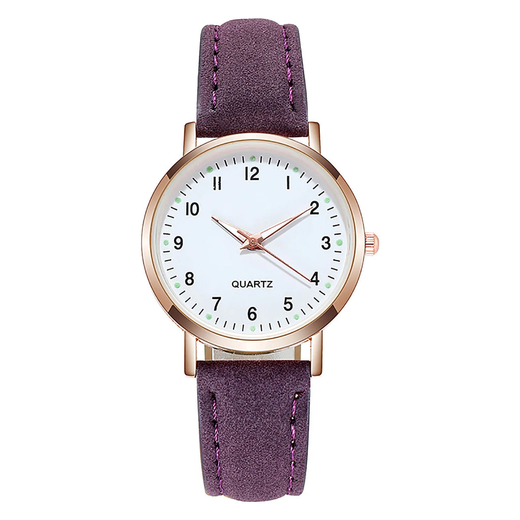Women'S Simple Quartz Wristwatch Leather Strap Circular Arabic Numeral Dial Elegant Ladies Wristwatch Ladies Watch Gift