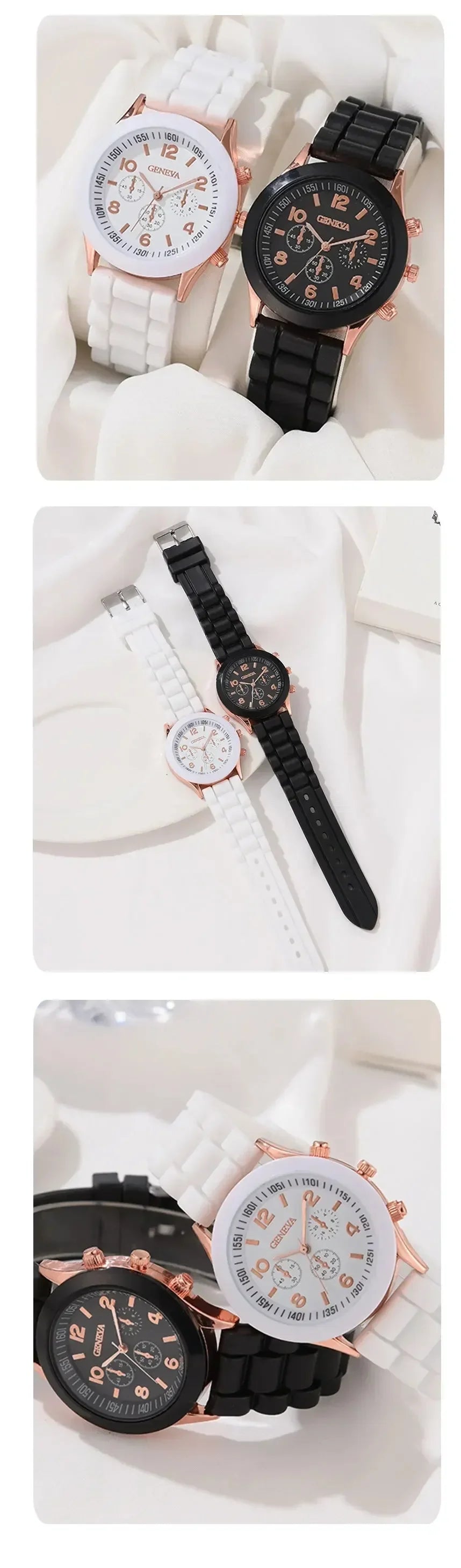 2Pcs Luxury Women's Watch Set Fashion Luxury Elegant Alloy Wristwatch Silicone Strap Couple Watch Men Quartz Holiday Gifts