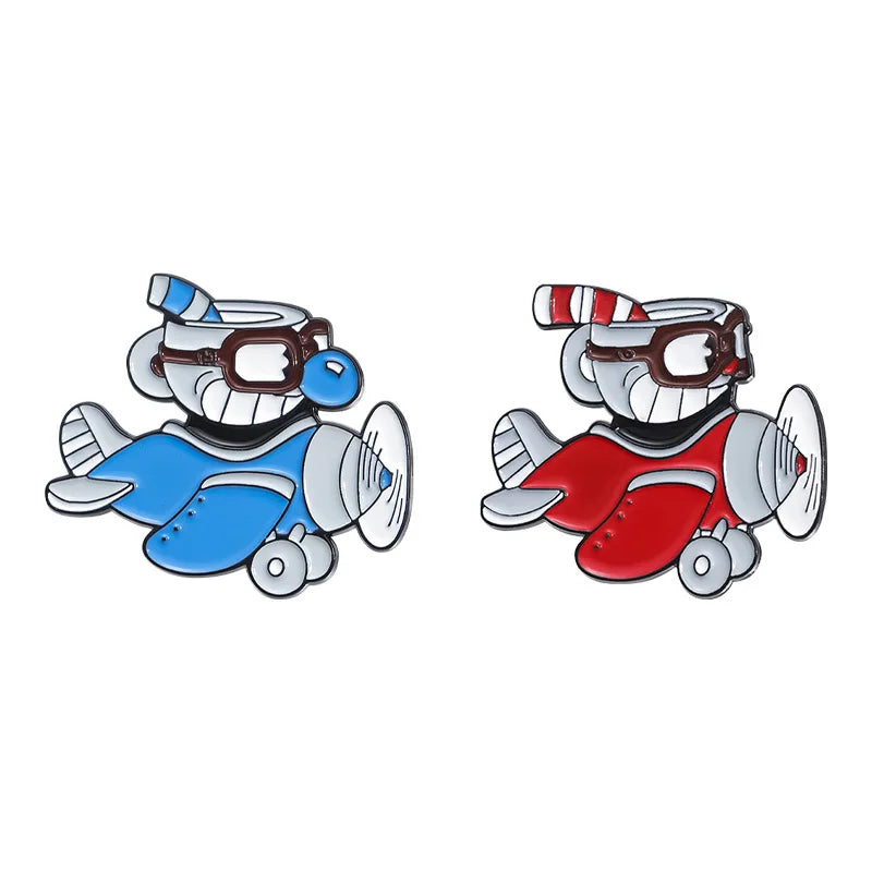 Shooting Game Cup Enamel Pins Creative Cuphead  Fighting Comic Character Lapel Badges Backpack Jewelry Gifts For Friends