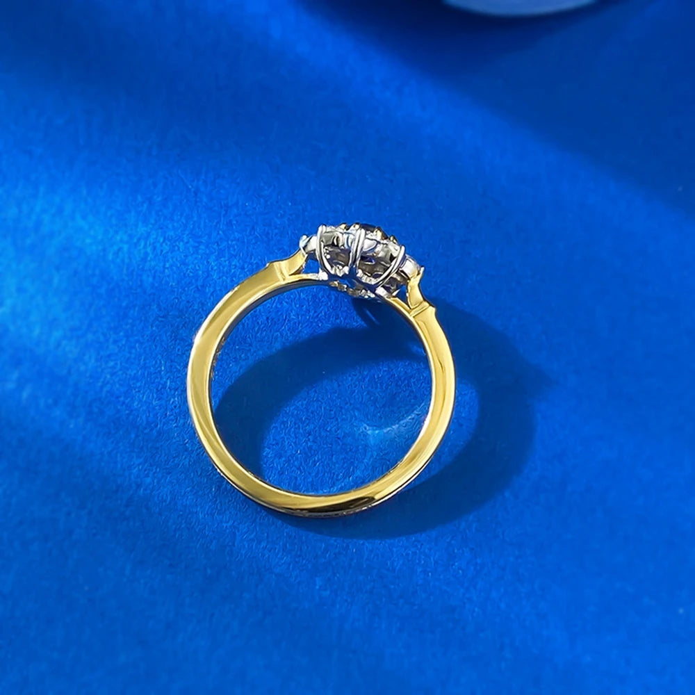 Wong Rain Solid 925 Sterling Silver Round Cut 4 MM Sapphire High Carbon Diamond Gemstone Flower Rings Fine Jewelry Wholesale