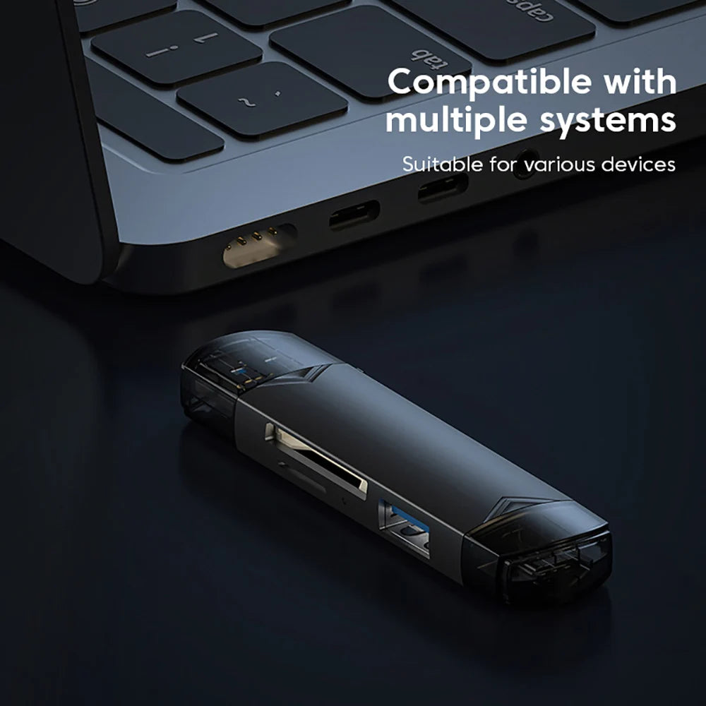 OTG Type C SD TF Card Reader 6 in 1 USB 3.0 Micro USB Flash Drive Adapter 5Gbps High Speed Transfer Multifunctional Card Reader