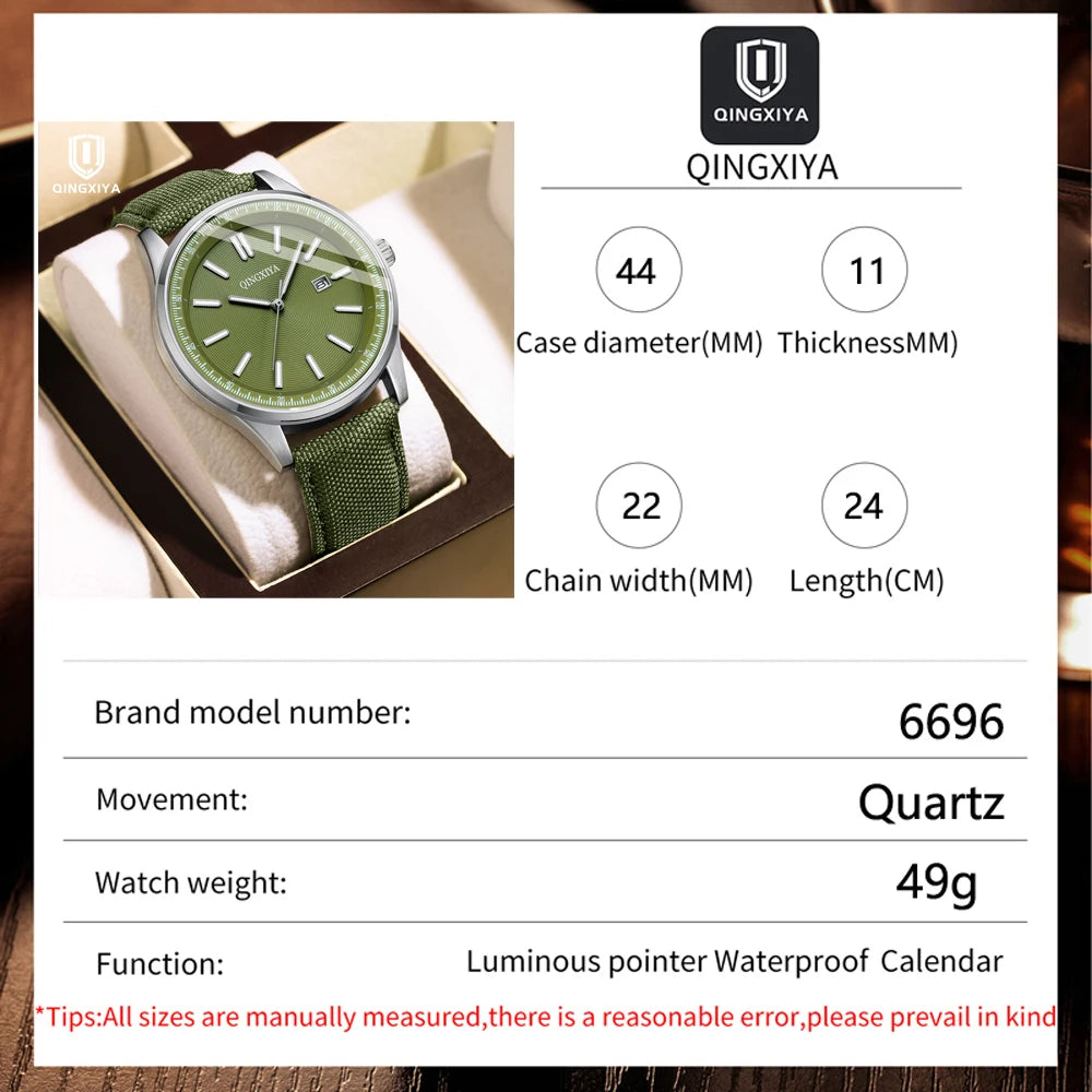 QINGXIYA Original Man Wristwatch Top Luxury Waterproof Luminous Date Quartz Watch For Men Sport Leather Men's Watches Reloj