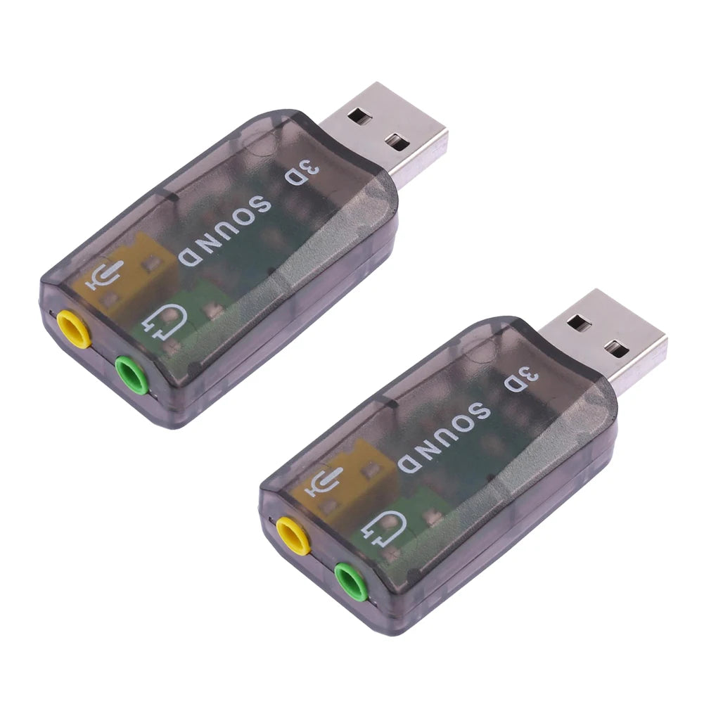 Mini External USB To 3.5mm Mic Headphone Jack Stereo Headset 3D Sound Card Audio Microphone Adapter Speaker Interface For Laptop