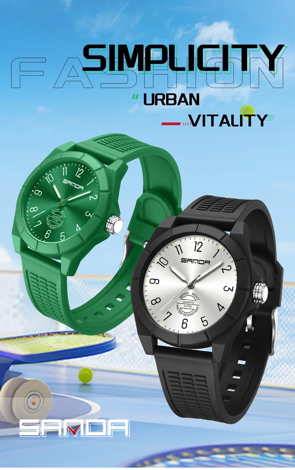 Fashion SANDA 6212 Student Quartz Electronic Watch Silicone Strap Multifunctional Sports Waterproof Student Quartz Watch