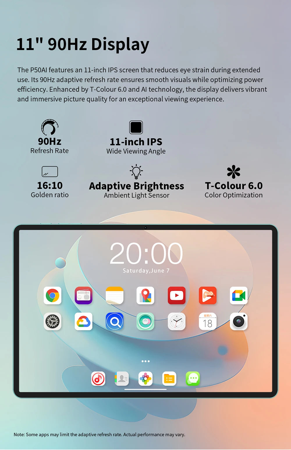 【New】Android 15 Teclast P50 AI Tablet 11" 90Hz Screen AllWinner A733-AI Octa-Core 6GB 128GB LPDDR5 Wifi-6 7000mAh Battery AI Tab