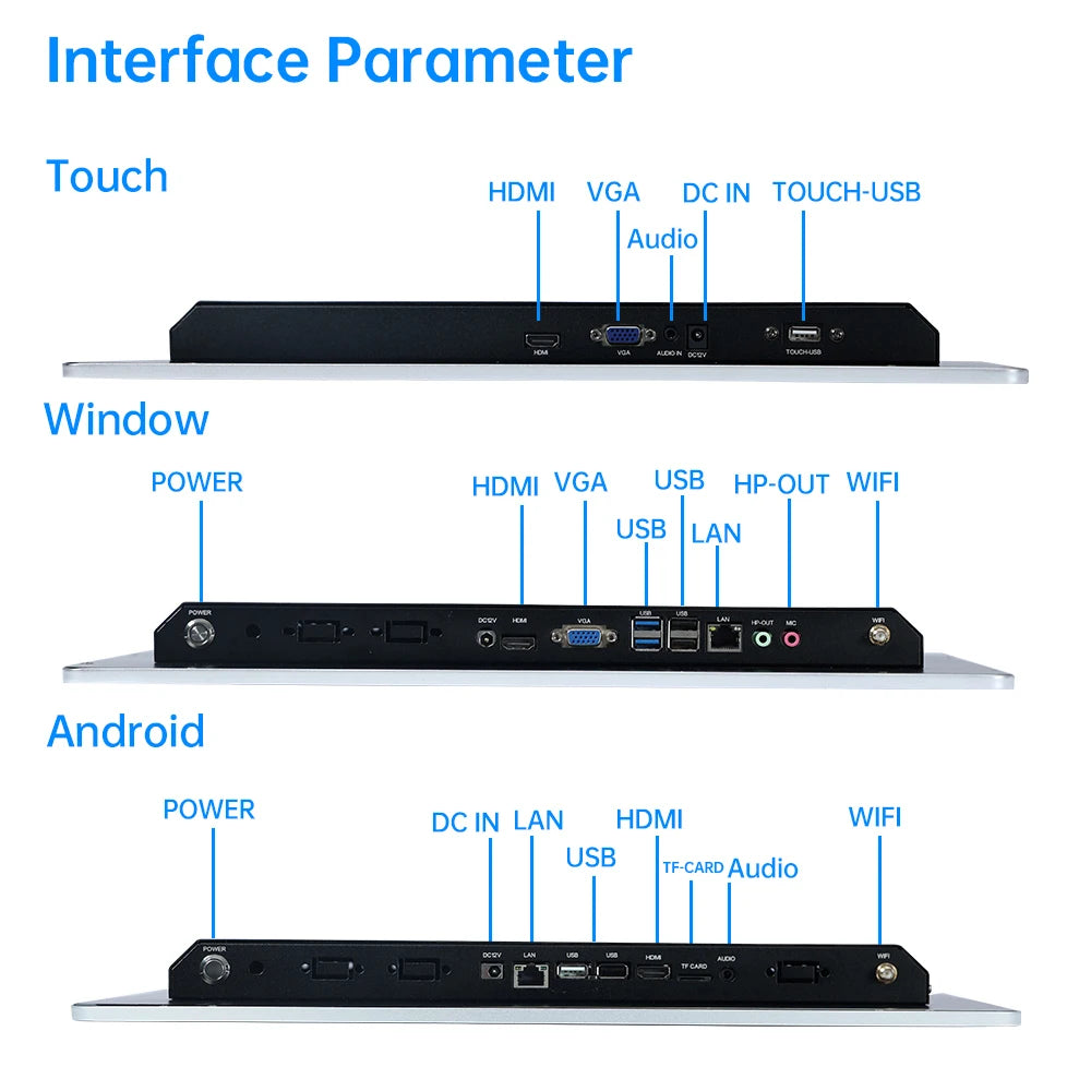 8 To 43 inch Wall mounted PCAP Multi Touch Screen Display Touchscreen Monitor Android 11 Tablet Win 10 Industiral All In One Pc