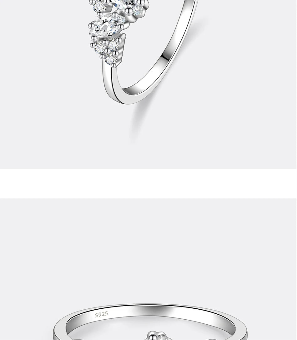 PERFANY 0.58CT Marquise Cut Moissanite Women's Ring S925 Pure Silver Laboratory Cultivated Diamond Fashion Design Jewelry