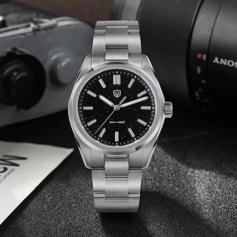 Watchdives WD0003B 36mm Quartz Men Watch VH31 Sweep Seconds Movement Stainless Steel Watches Luminous Waterproof Sapphire