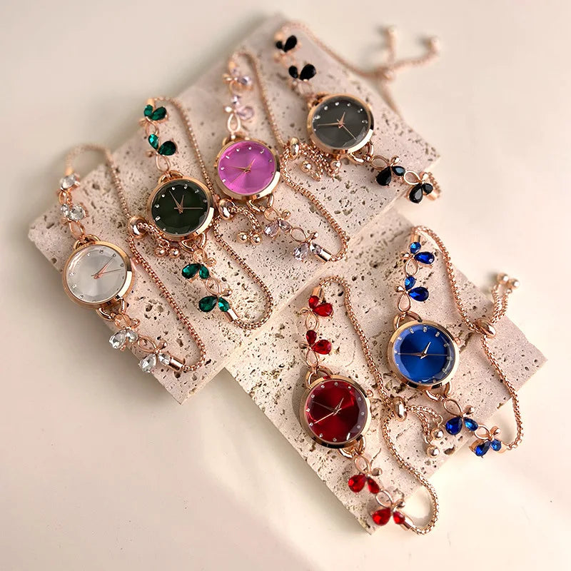 UTHAI Fashion Bracelet Watch Women's High end Butterfly Sea Treasure Blue Quartz Watch female Fashion Exquisite Watches