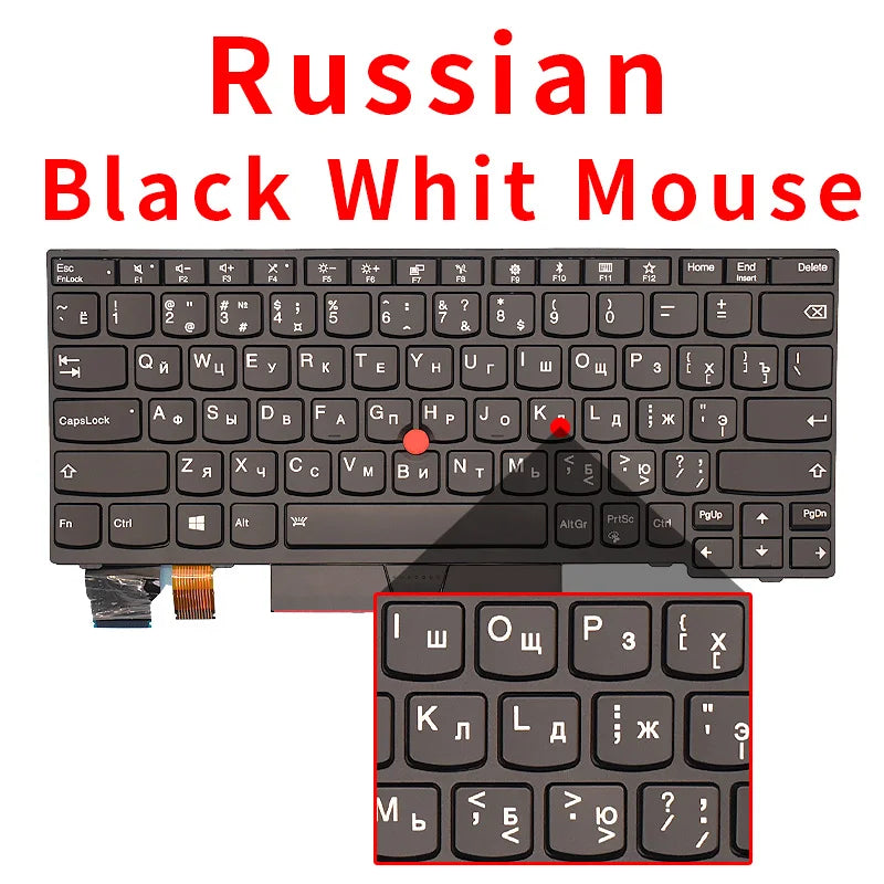 New US Russian Backlight Laptop Keyboard For Lenovo Thinkpad X13 L13 X280 A285 X390 X395 01YP160 01YP040 01YP142 01YP222 01YP120