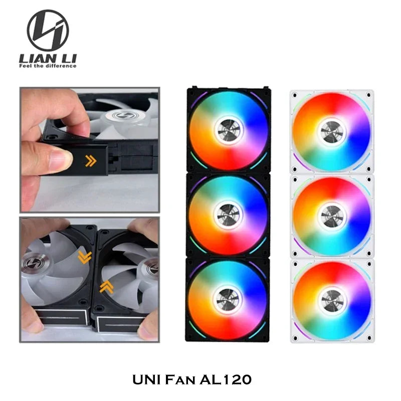 Lian Li UNI Fan AL120 ARGB Cableless Fan Support L-Connect 3 PWM Silent Low Noise High RPM MB SYNC Control Triple Pack