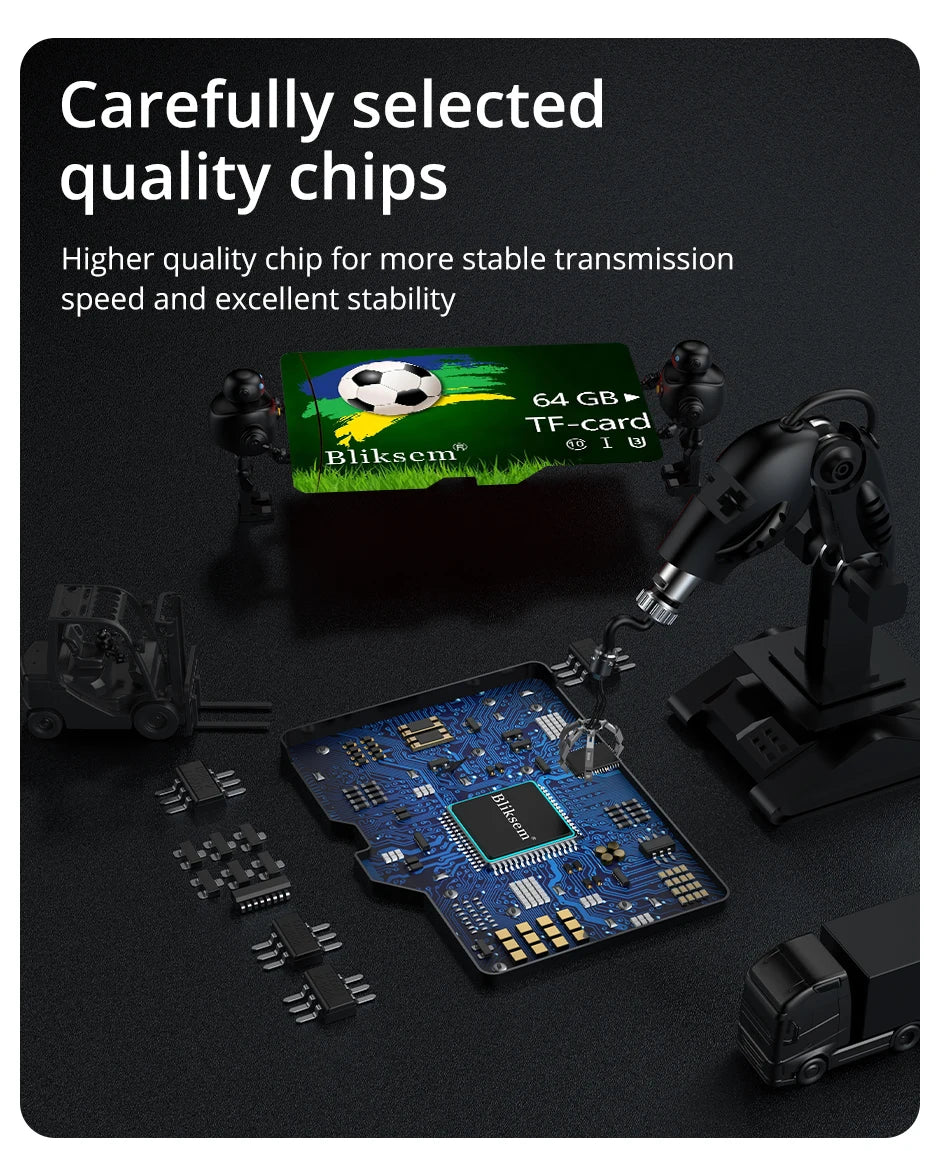 Bliksem Mini TF Card 64GB A1 Memory Card for Surveillance Equipment Cell Phone Computer High Speed TF Card 64G U3