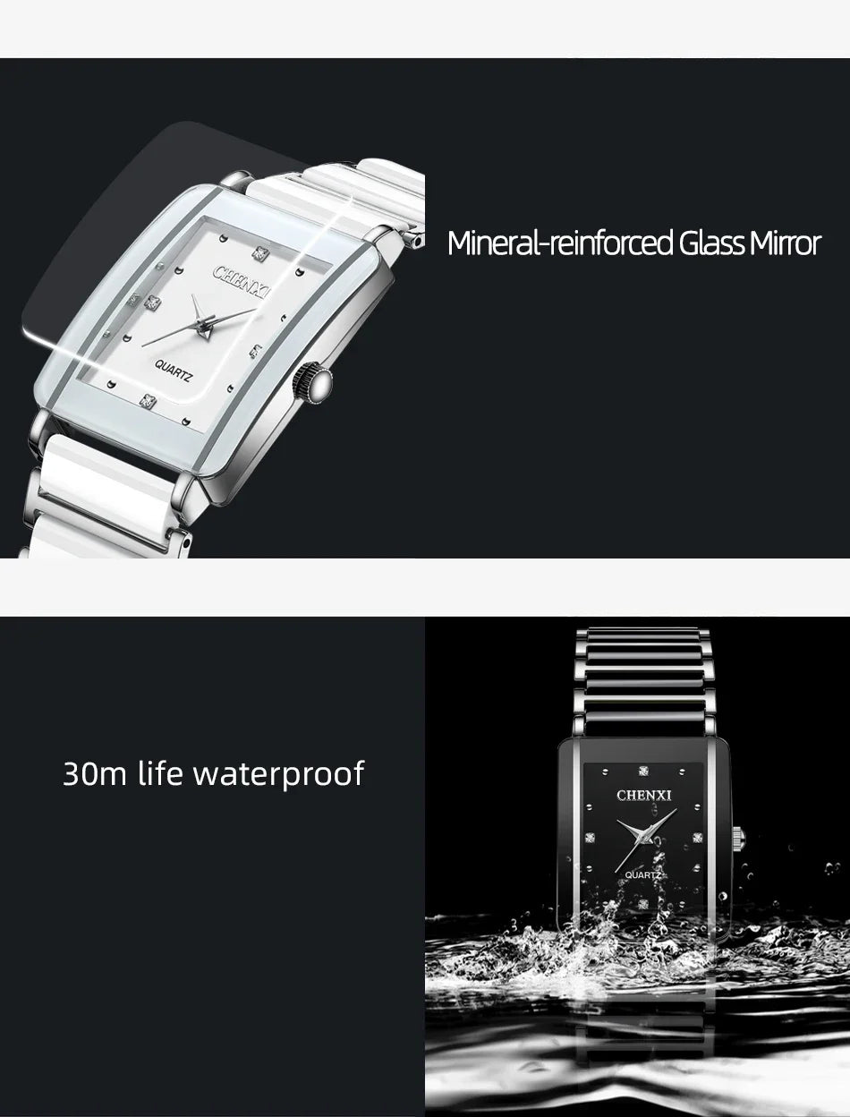 Couple Watch Waterproof Top Brand Luxury Watch for Women Men With Ceramics And Metal Strap Relojes Para Mujer