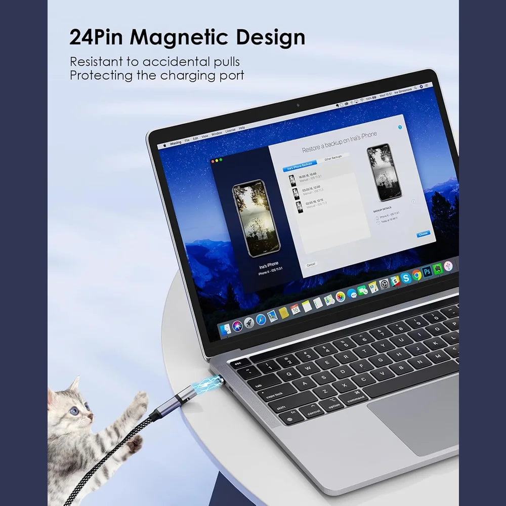 240W Magnetic USB C Adapter 80Gbps Data Transfer 8K Video PD Fast Charging USB4.0 Type C Mini Converter for MacBook Phone Tablet