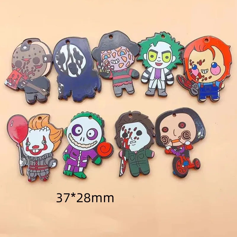 10pcs Halloween Acrylic Cartoon Charm Jewelry Accessories Necklace Bracelet Earring Pendant Diy Craft Supplies