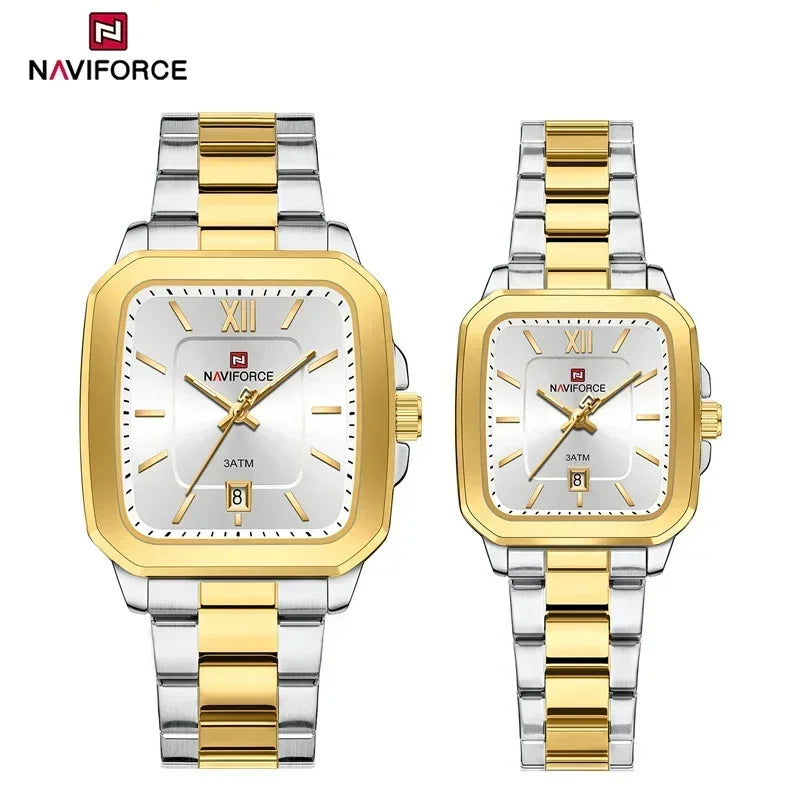 NAVIFORCE Couple Watch Luxury Brand Waterproof Quartz Watch Fashion Simple Calendar Date Stainless Watch Women Men Lover's Gift