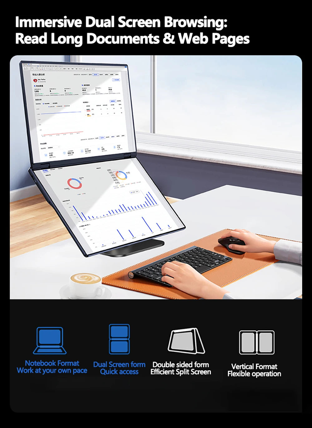 Laptop 14 inch dual touch screen Intel Celeron N5805 8GB RAM 2TB SSD, 4700mAh high-definition camera 1920 * 1200 portable