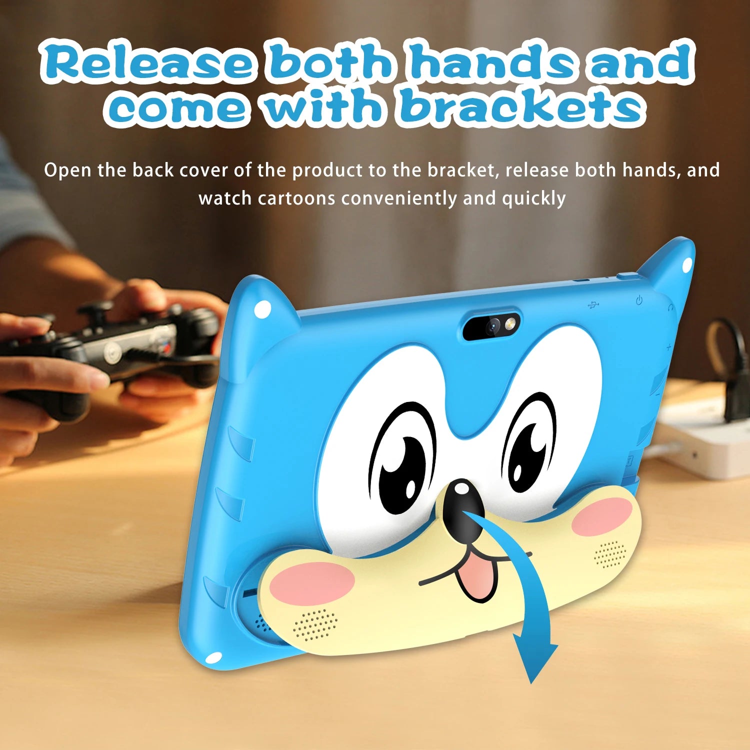 New 7" Kids Tablet with Cartoon Pattern Quad Core 4GB+64GB ROM Bluetooth 5G WiFi Learning Education Game Children's Gift