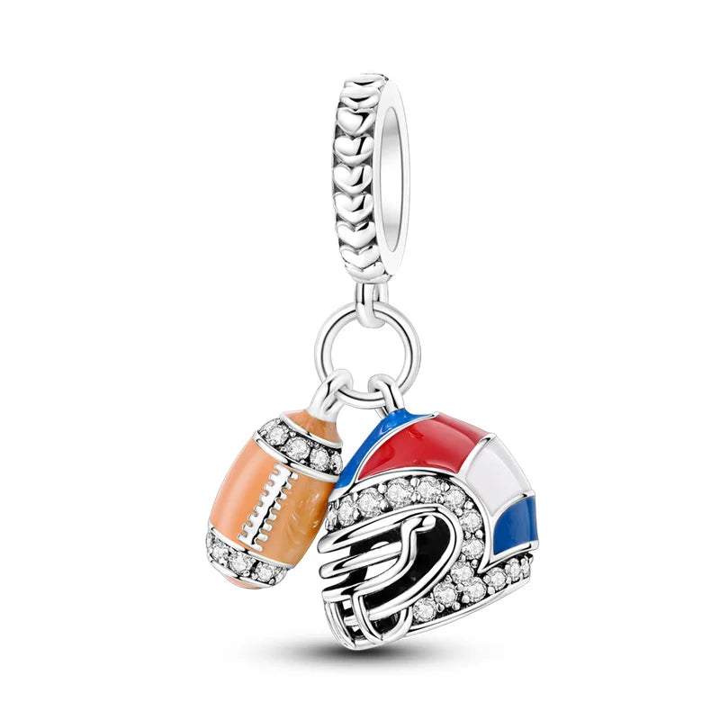 New 925 sterling silver pink green blue flower teapot and teacup bead pendant suitable for original charm bracelet
