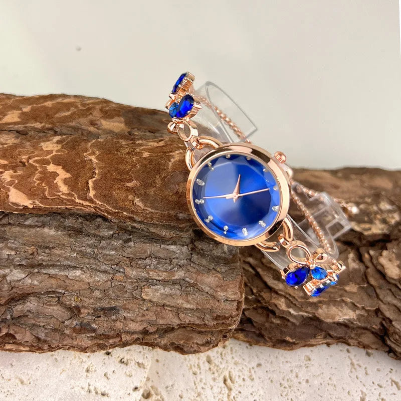 UTHAI Fashion Bracelet Watch Women's High end Butterfly Sea Treasure Blue Quartz Watch female Fashion Exquisite Watches