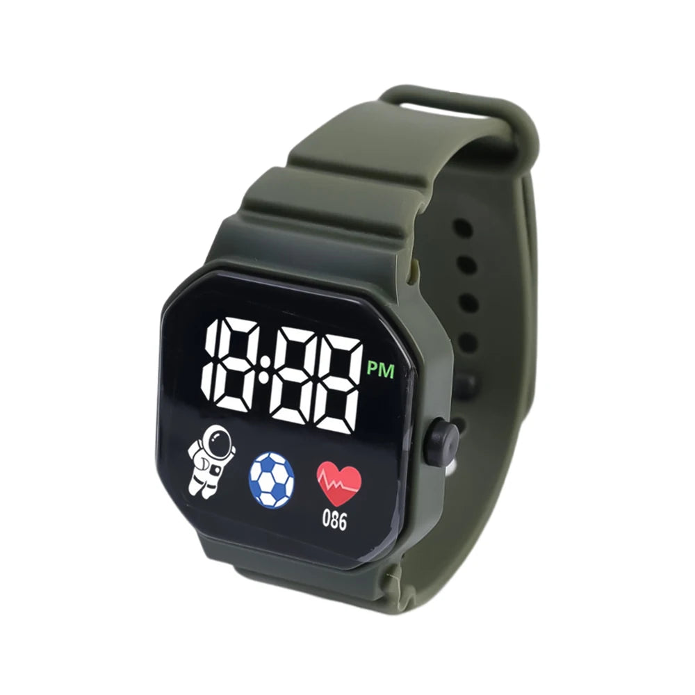 Simple Smart LED Watch Children Digital Wristwatch Kids Silicone Strap Sport Fitness Electronic Watches Heart Rate Clock Watch