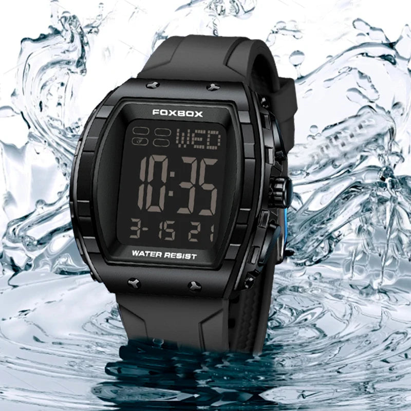 New Fashion FOXBOX Electronic Man Watch Outdoor Casual Sports Digital Clocks Waterproof Luminous Alarm Calendar Watches for Men