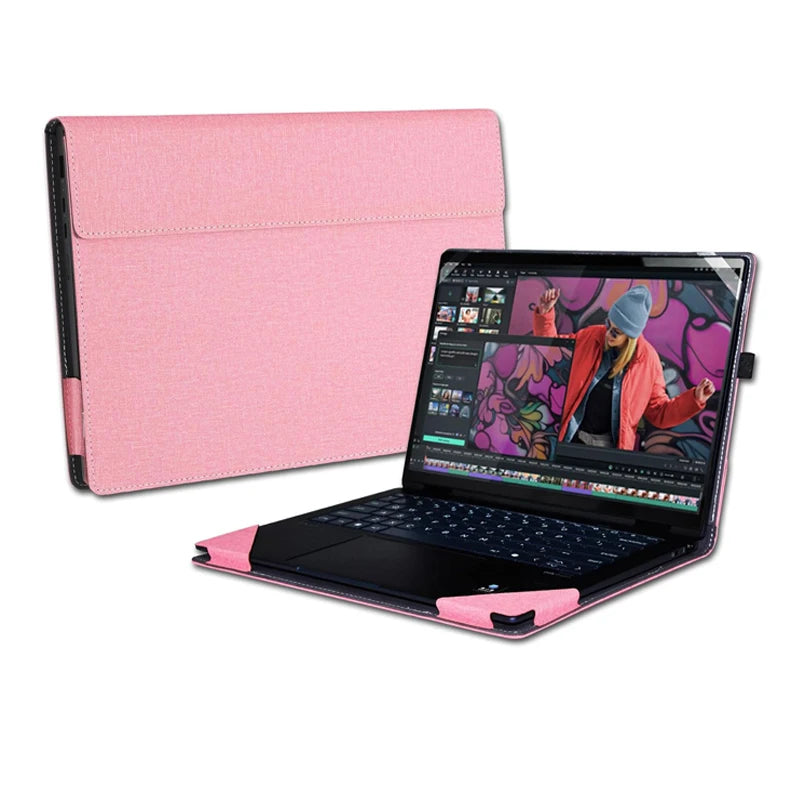 Laptop Case Cover For Lenovo Yoga Slim 7 14AKP10 /14ILL10 / 7i (14'', Gen 10) PU Leather Protective Bag with Foldable Cooling