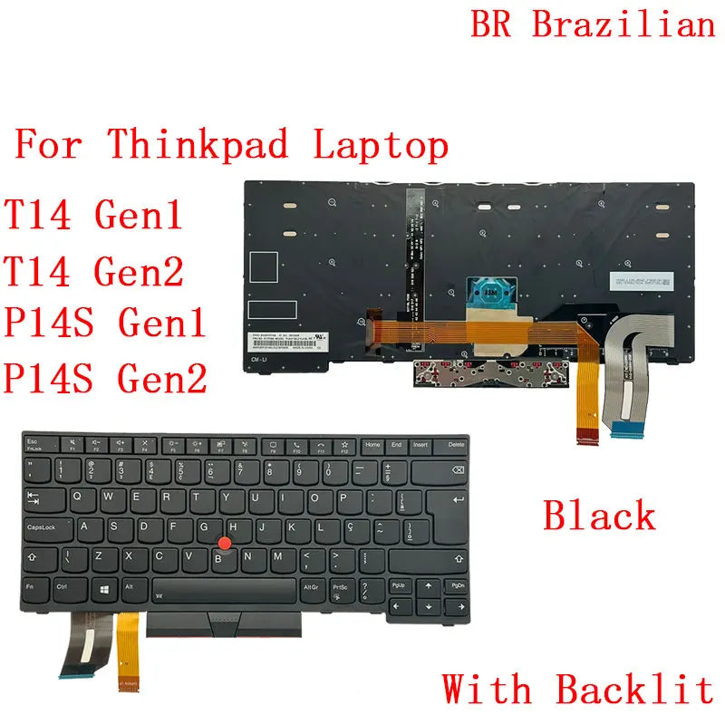 Backlit Keyboard for Lenovo Thinkpad T14 P14s Gen1 Gen2 Laptop US UK DE GR LAS BR 5N20V43904 5N20X68869 5N20V43915 5N20V43764