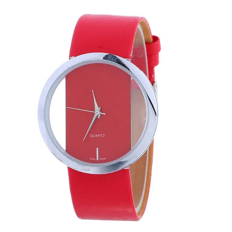 Fashion Women Watches Famous Hollow Ladies Wrist Watch Women Transparent Leather Strap Quartz Watch Relogio Feminino Clock