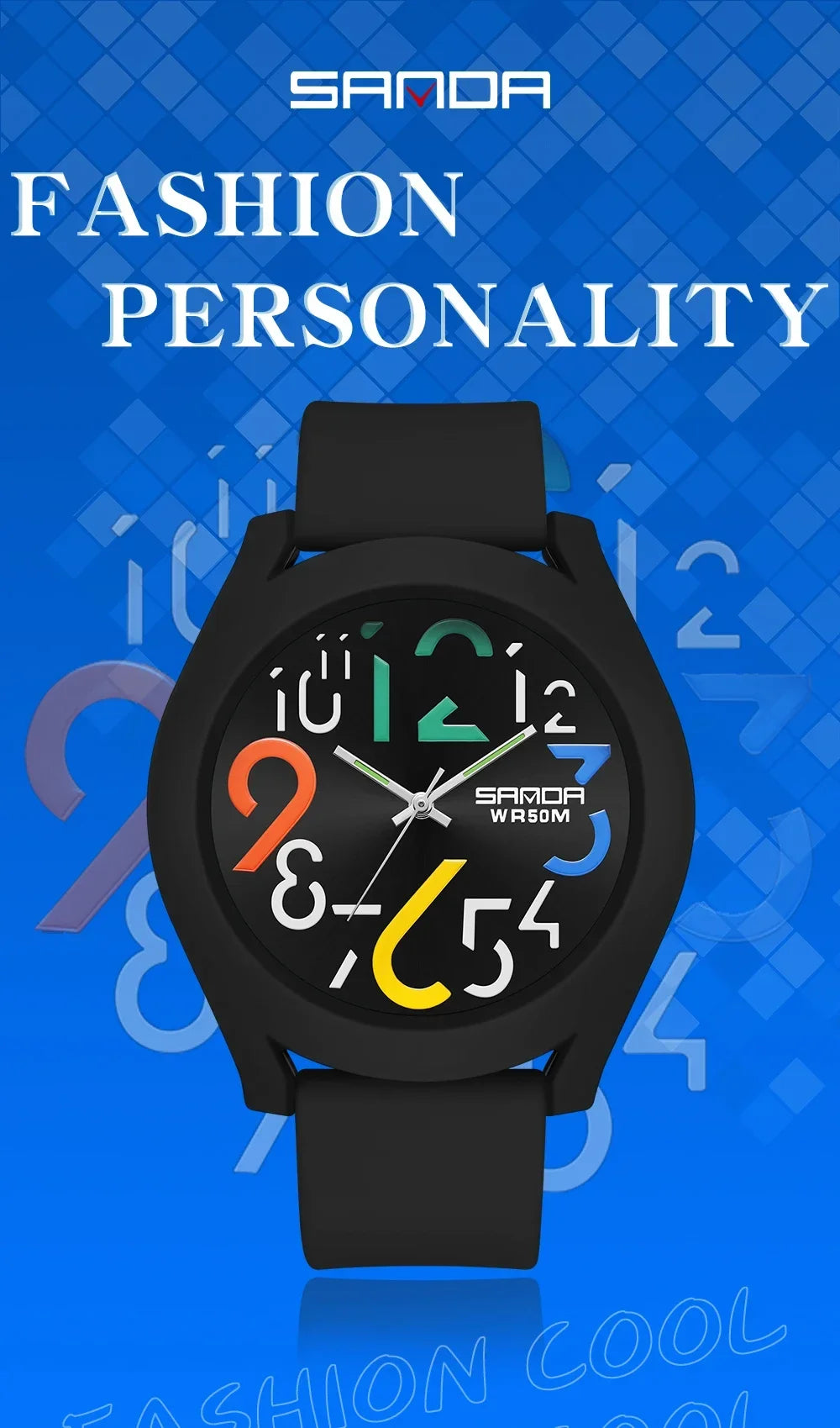 SANDA 9021  Creative Simple Girls 'Watch 2024 New Fashion White Casual Quartz Clock Men'S Watch Silicone Strap Waterproof Watch