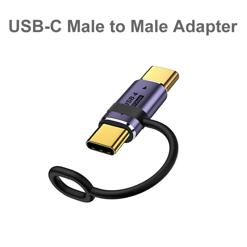 USB C Male to Male Adapter with PD 100W 40Gbps 8K 60hz Video Compatible for Thunderbolt 4/3, MacBook Pro/Air,iPad, USB-C HUB