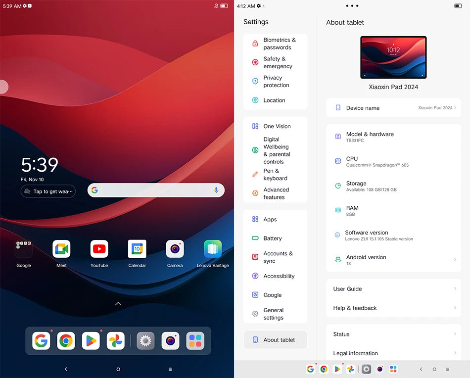 Global Firmware Lenovo Xiaoxin Pad 2024 Tablet 11" Screen Snapdragon 685 8GB 128GB ROM 7040mAh 20W Charger Lenovo Tab Android 13
