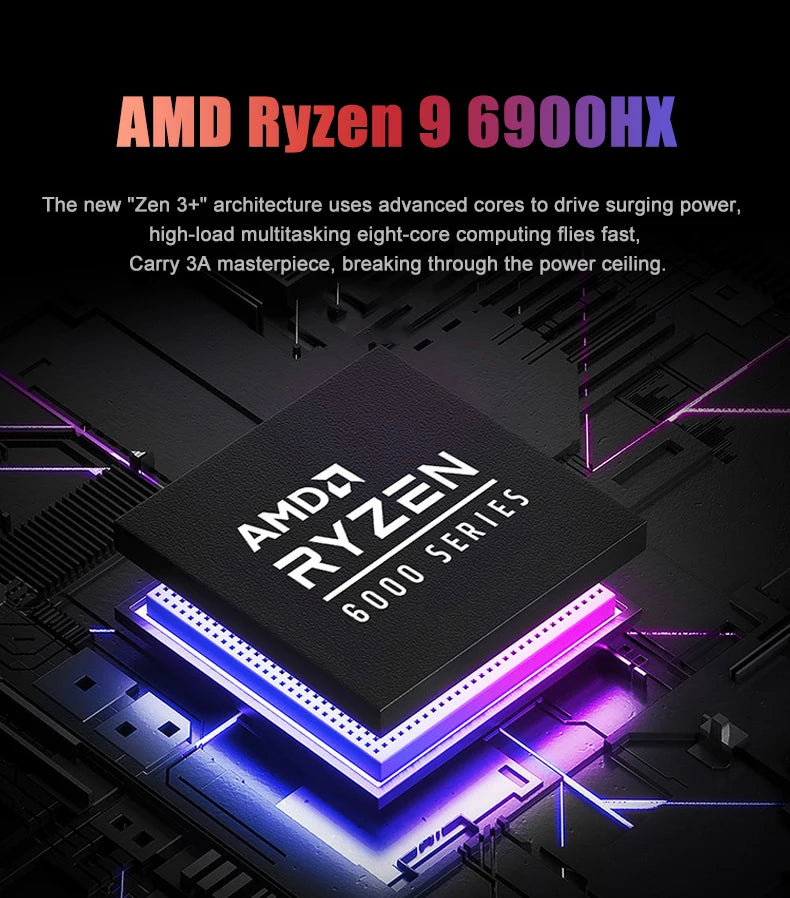 AMD Mini PC Gamer Ryzen 9 6900HX 8 Core 2xDDR5 2xLAN 2.5G i226V NVMe USB4 Win 11 Desktop Mini Office/Home Computer WiFi6E 6800H