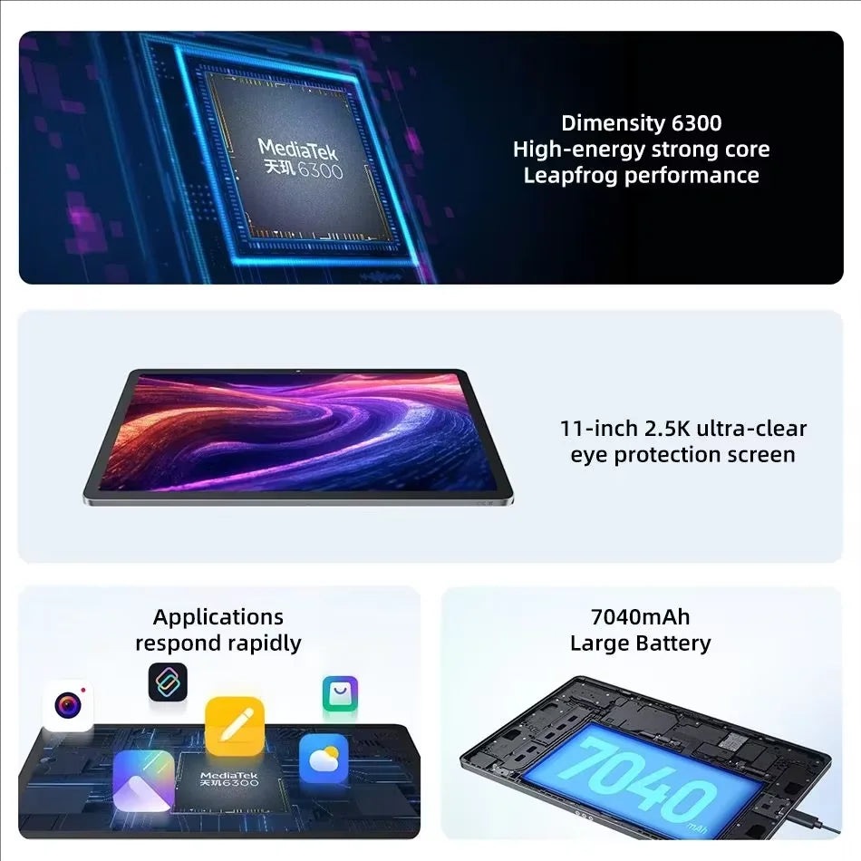 Lenovo Xiaoxin Pad 11 2025 11'' 2.5K Display 6GB 8GB RAM 128GB 256GB ROM MTK Dimensity 6300 7040mAh Battery Andoid Wifi Tablet