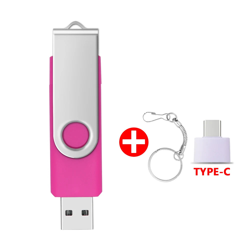 Metal Waterproof Pen Drive 2 In 1 OTG 2.0 Pendrive 64GB High Quality Type C Usb Flash Drive 4GB 8GB 16GB 32GB Usb Stick