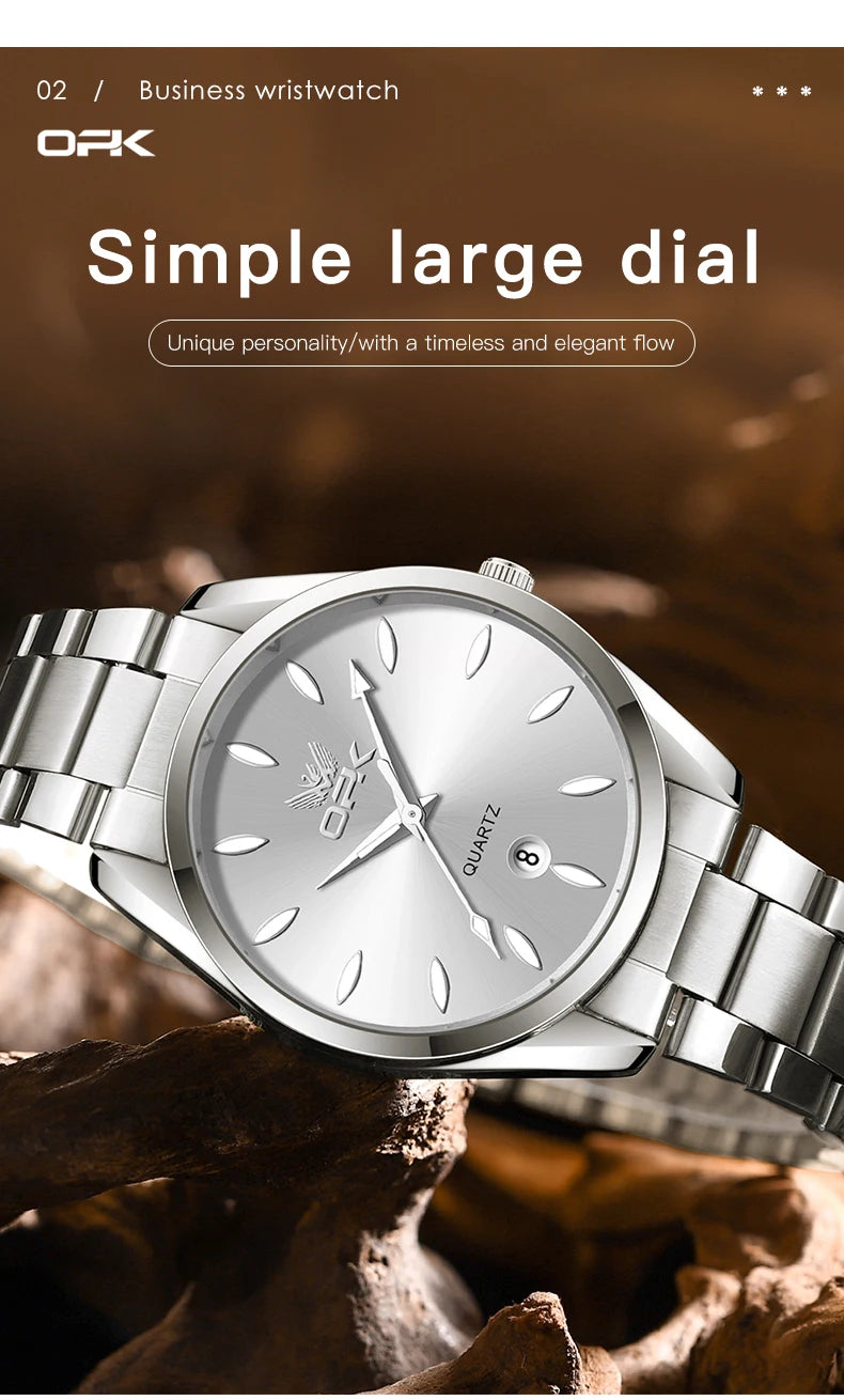 OPK 6038 Couple Watches Stainless steel Belt Deep Waterproof Calendar Hand Clock