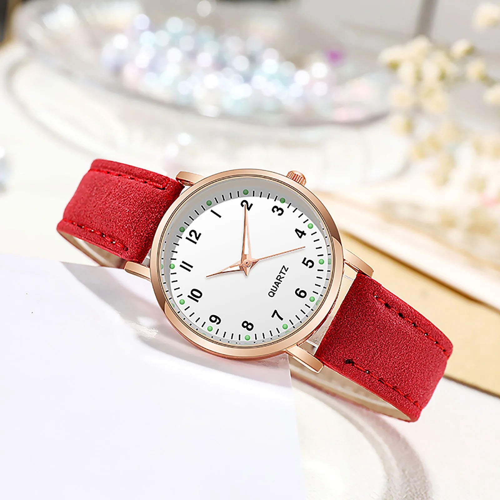 Women'S Simple Quartz Wristwatch Leather Strap Circular Arabic Numeral Dial Elegant Ladies Wristwatch Ladies Watch Gift