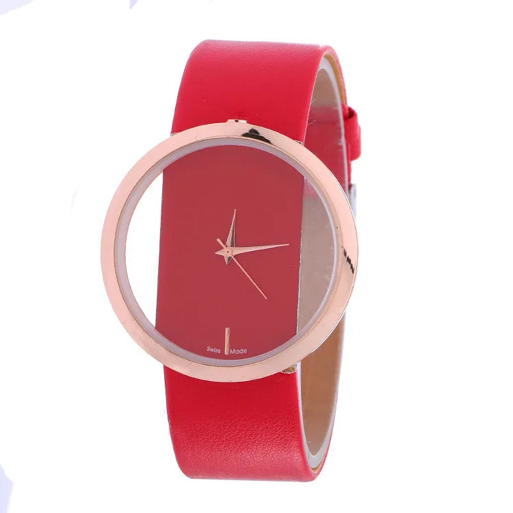 Fashion Women Watches Famous Hollow Ladies Wrist Watch Women Transparent Leather Strap Quartz Watch Relogio Feminino Clock