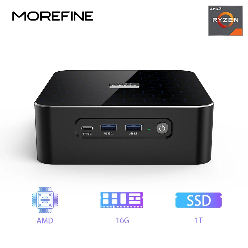 MOREFINE Mini PC AMD Ryzen R9-7940HS R7-7840HS R5-6600H WIN11PRO Desktop Computer DDR5 16GB RAM 1T SSD WiFi6 BT5.2 Laptop Gamer