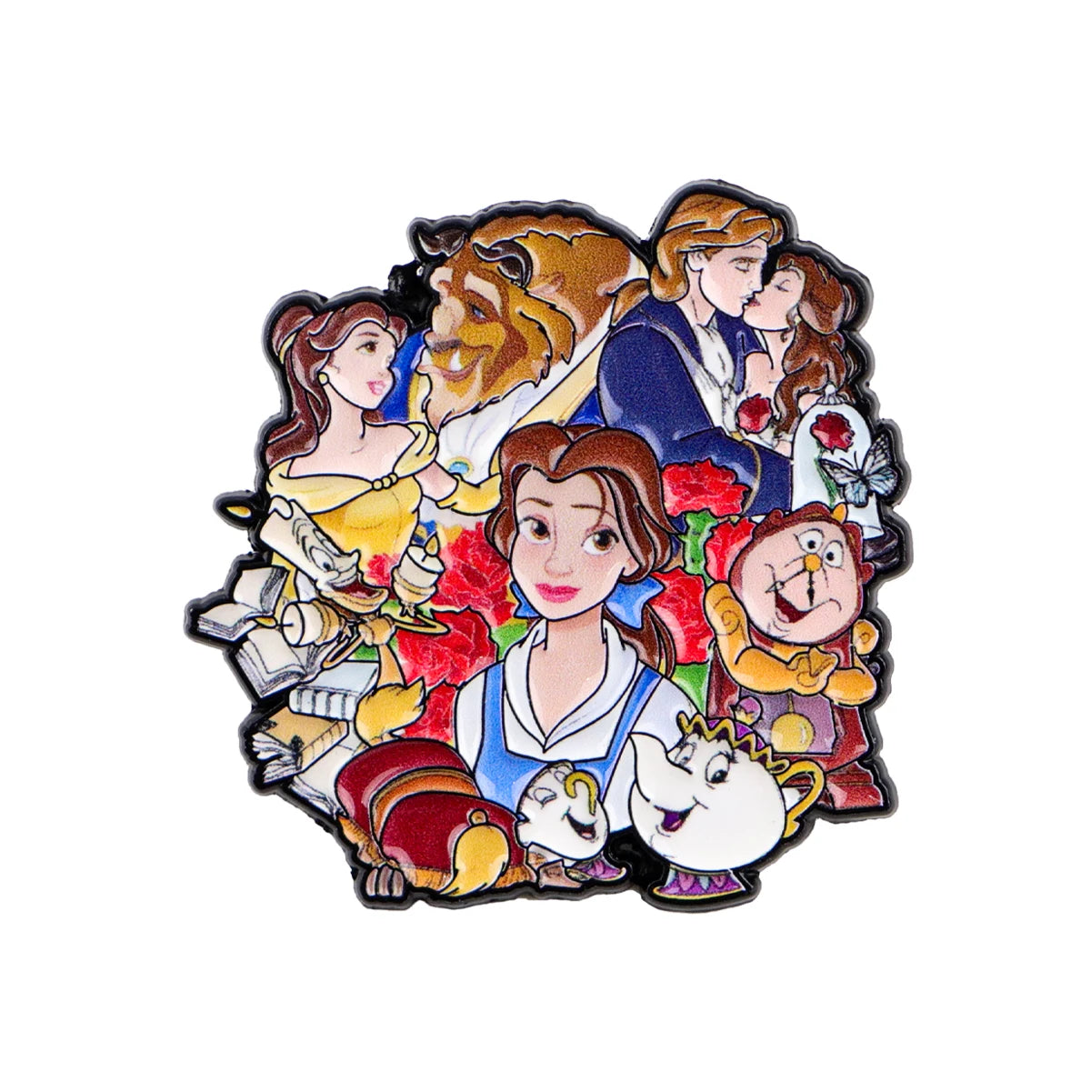 1-5pcs Mixed Cartoon Beauty and Beast Enamel Brooch Lapel Pin Badge on Backpack Costume Accessories Fashion Jewelry Gifts